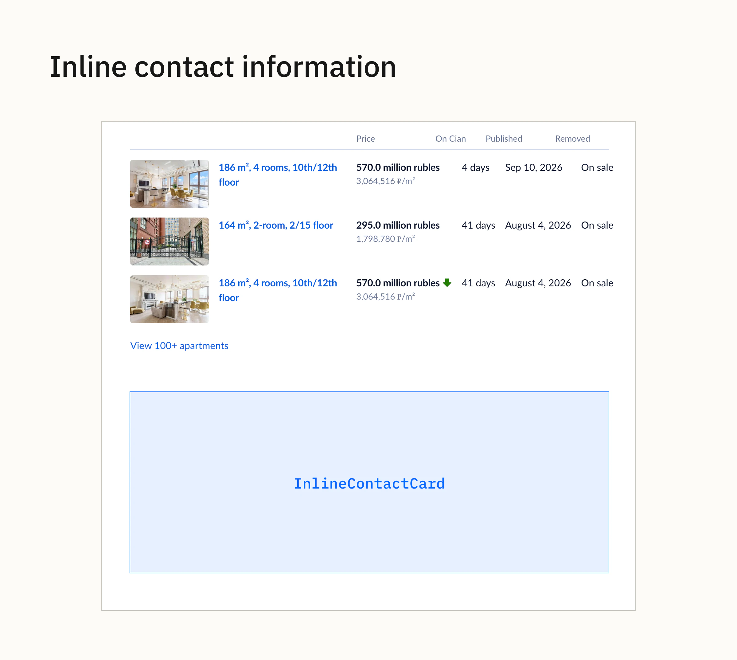 Inline Contact Card in the main content flow