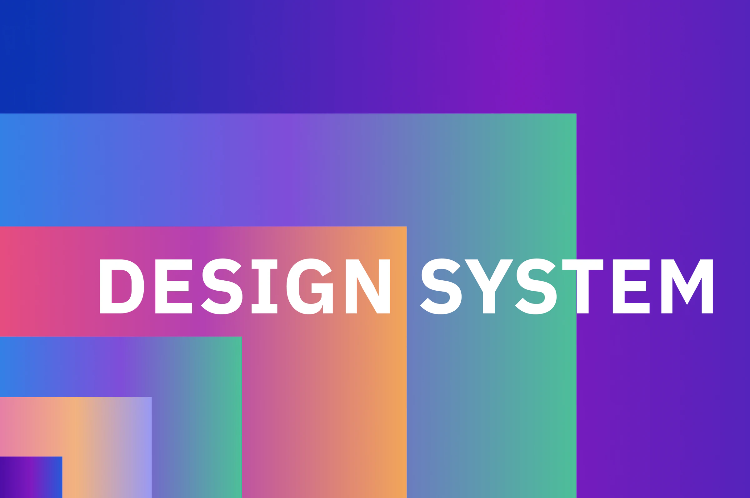 Design System lettering over a colorful gradient grid