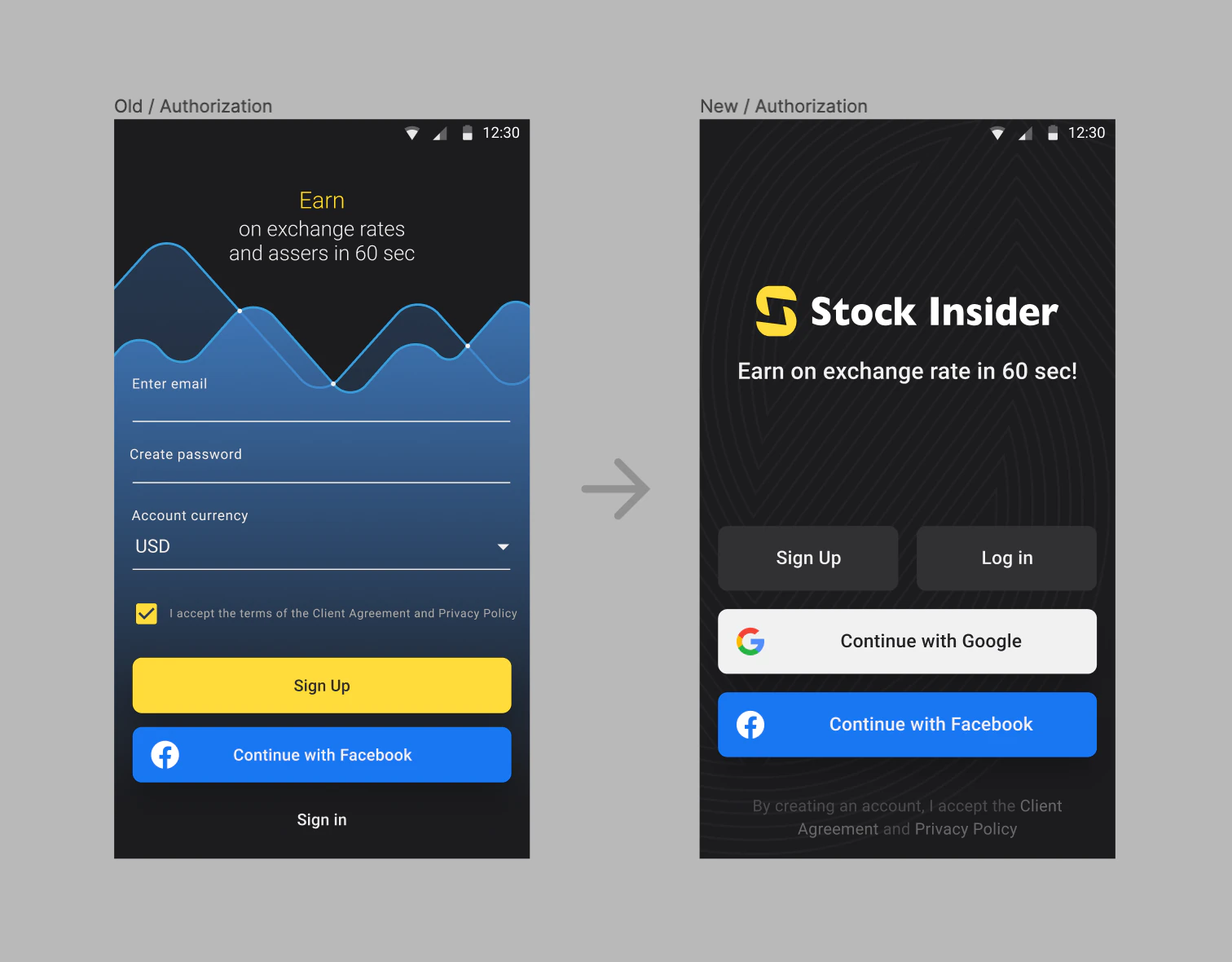 Selected redesign outputs