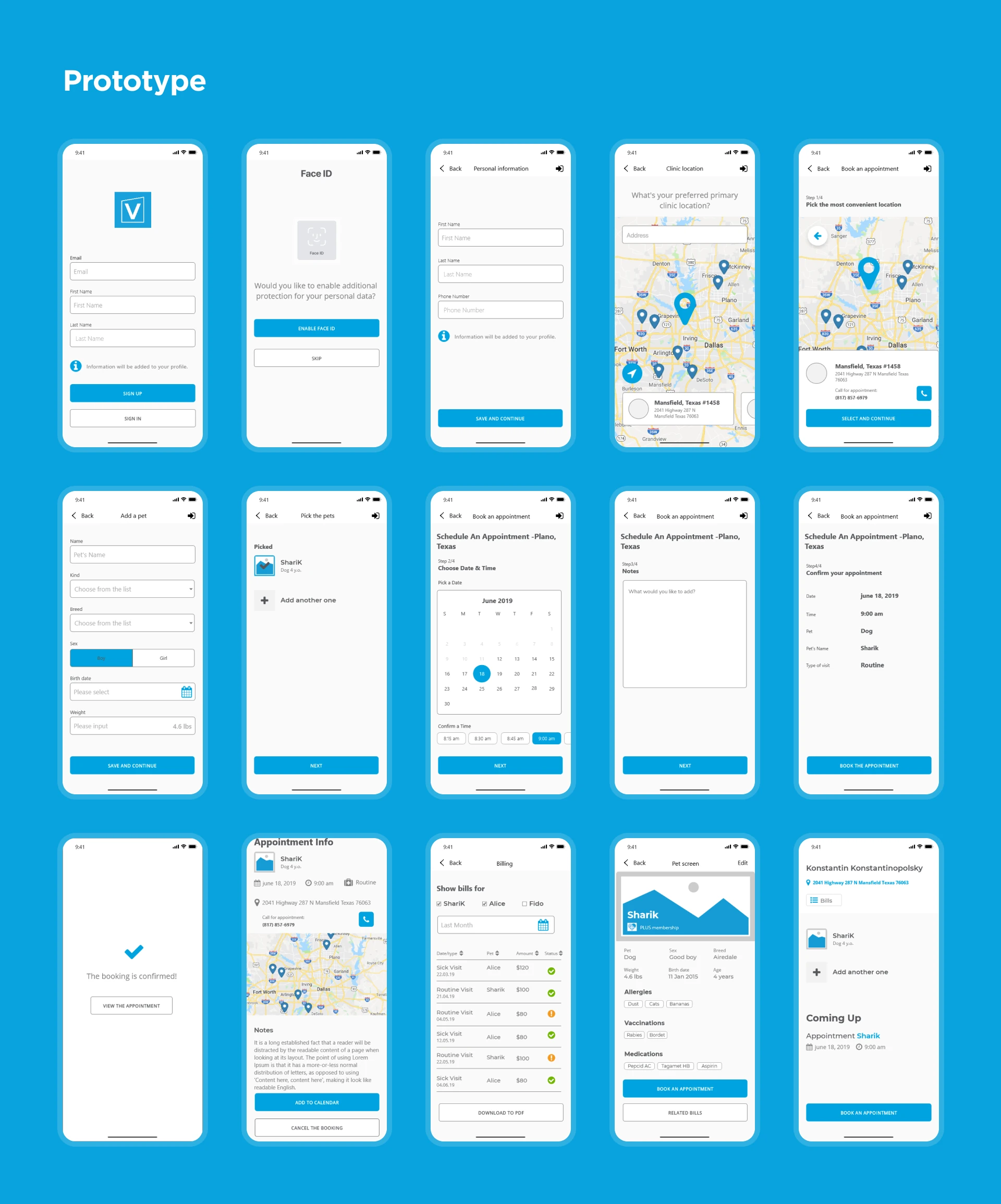 Interactive prototype for the first release of the THRIVE mobile app