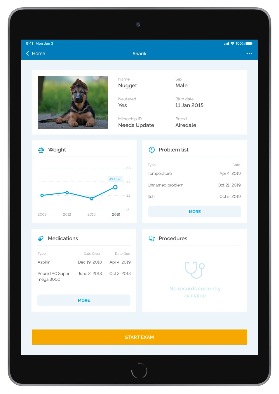 Wink Eye Care interface for patient records